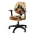 thumbnail image 3 of CHAQLIN Anti-Dust Split Stretchable Seat Cover for Boss Chair, 2 Pieces Rotating Chair Protectors Polyester Fabric Office Computer Chair Covers Black Cat Leaves, 3 of 8