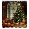 thumbnail image 3 of Ambesonne Christmas Shower Curtain, Xmas Tree, 69"Wx84"L, Brown Red Green, 3 of 3