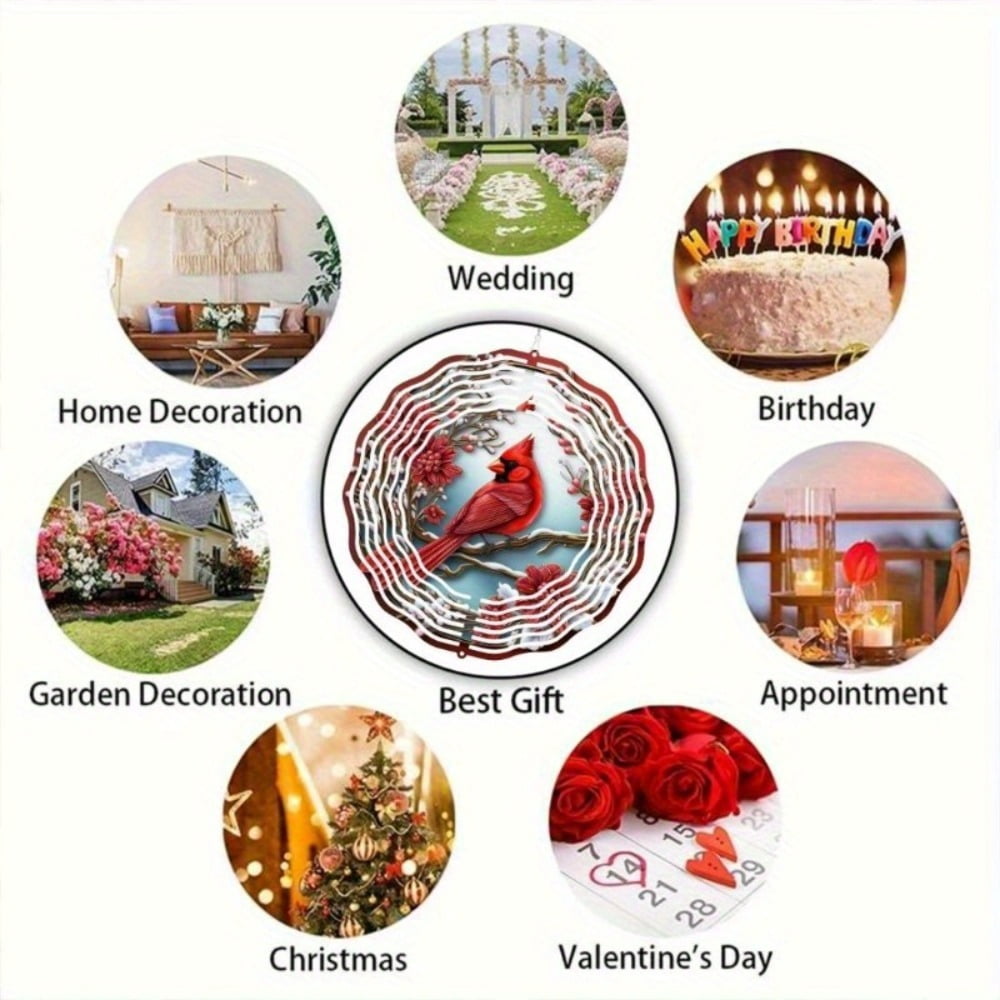 Vibrant Red Metal Outdoor Decor, Hanging Wind Chimes for Garden, Patio, Lawn & Holiday Decor