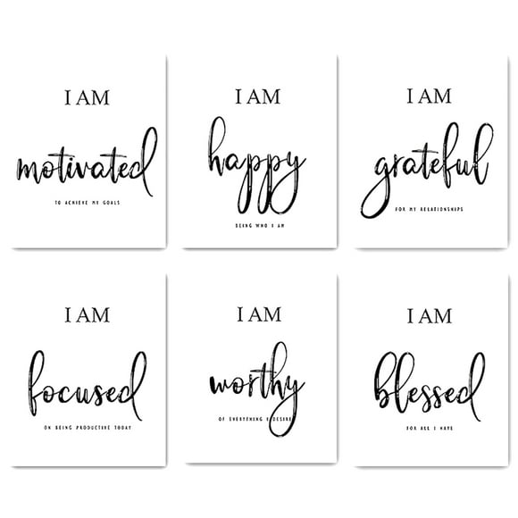 Inspirational Wall Art Unframed 6PCS Simple Canvas Print Art Quote Wall Print