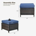 thumbnail image 2 of Planntonneo Outdoor Wicker Ottoman Set of 2, Patio Rattan Footrest Seat with Blue Cushions, Brown Wicker, 2 of 8