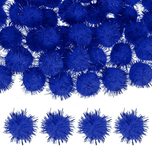 Uxcell 60-Pack Glitter Pom Pom Balls, 0.98in Mini Tinsel Sparkle Balls for DIY Crafts/Party Decoration [Sapphire Blue]