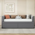 thumbnail image 3 of Harper & Bright Designs Wooden Twin Size Daybed with 2 Drawers, Twin Upholstered Velvet Daybed Frame Sofa Bed with Ergonomic Design Backrest, Gray, 3 of 11