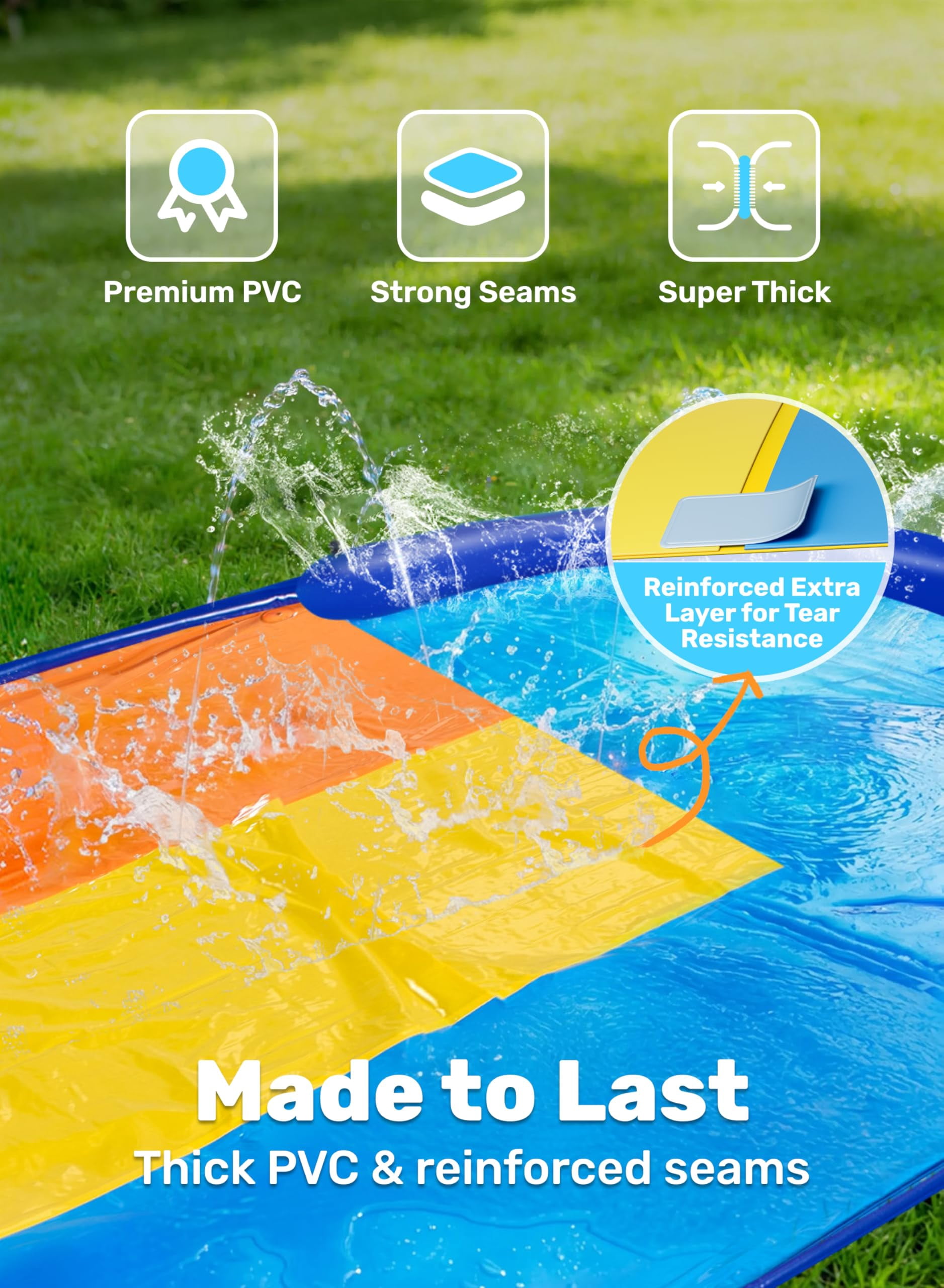 18ft Triple Water Slide with Bodyboards, Backyard Lawn Summer Water Play