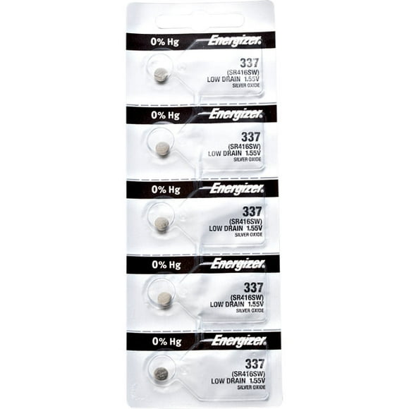 5 x Energizer 337 Watch Batteries, 1.55V, equivalent SR416SW, 416