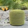 thumbnail image 6 of Aaliyah Outdoor Handcrafted Modern Water-Resistant Fabric Cylinder Pouf Ottoman, Green, 6 of 8