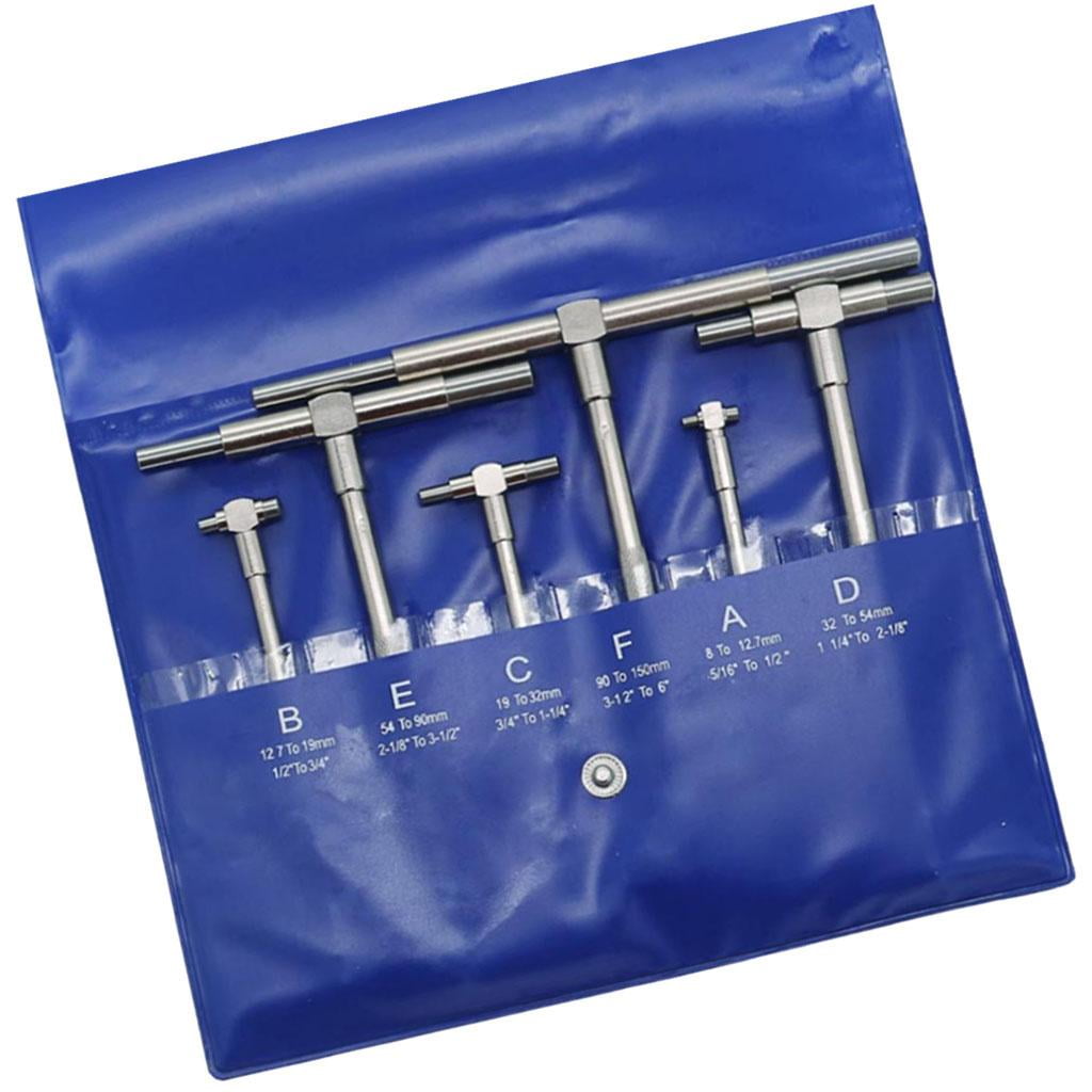6 Pcs Telescopic Hole Gauge Set - 5/16 To 6 Inch Range For Measuring Inner Diameters & Slots