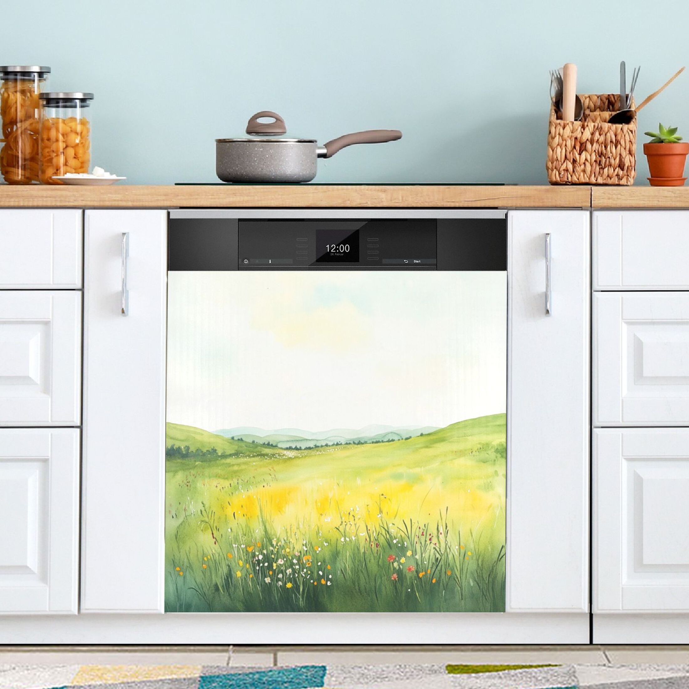 Dishwasher Magnetic Sticker 23x26 Inch Refrigerator Magnetic Sticker Washing Machine Magnetic Sticker Kitchen Panel Magnetic Sticker Home Decor Sea Of Flowers