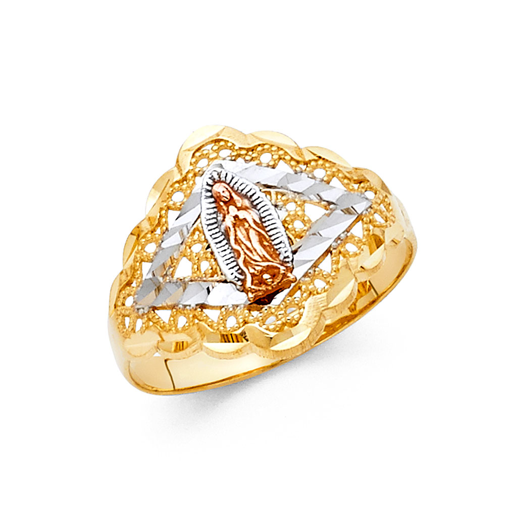 Jewels By Lux 14K Yellow White and Rose Three Color Gold Our Lady of ...