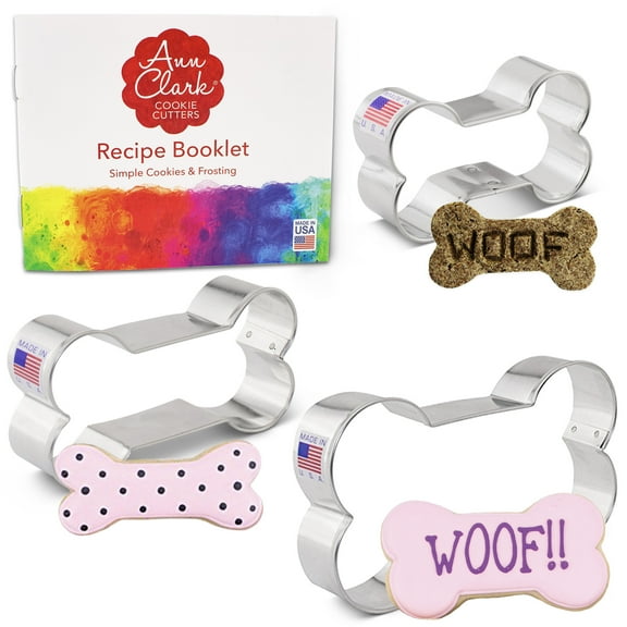 Ann Clark Dog Bone Cookie Cutter Set, 3-Piece, Made in USA