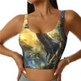 thumbnail image 1 of Balery Sunshine Jungle Dinosaur Sujetadores deportivos con espalda cruzada para mujer, acolchados, sin costuras, de alto impacto, ideales para yoga, gimnasio, entrenamiento y fitness.-XX-Large, 1 of 8