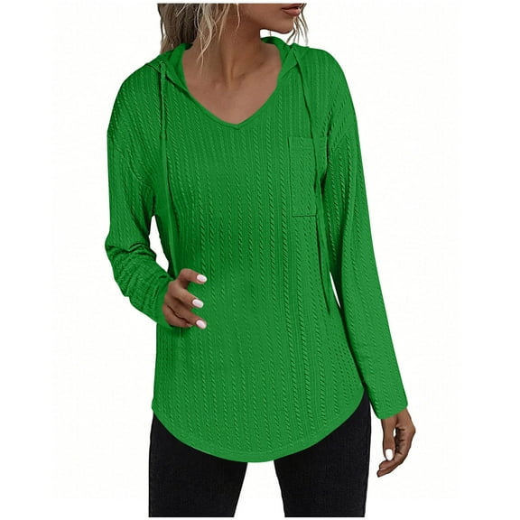 Women's V Neck Hoodies,pullover Tunic with Hood Sweatshirts, Fall Casual Daily Blouses
