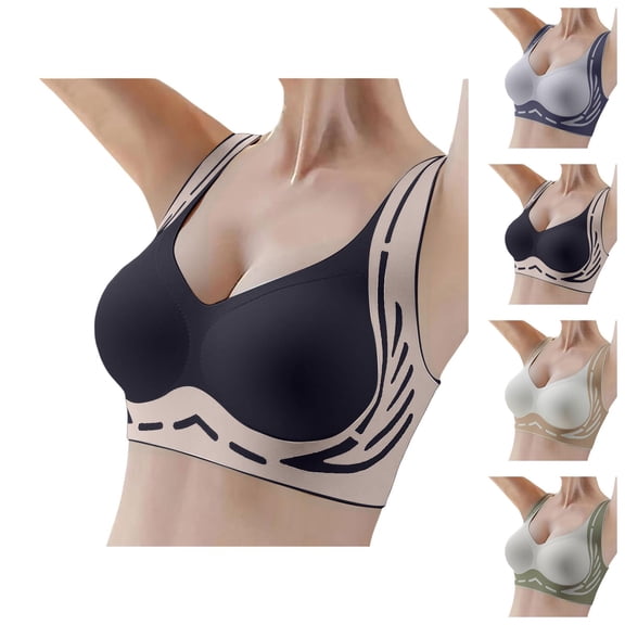 Push Up Bras for Women Racerback Lifting Seamless Side Support Anti Sagging Bralettes Everyday Bra