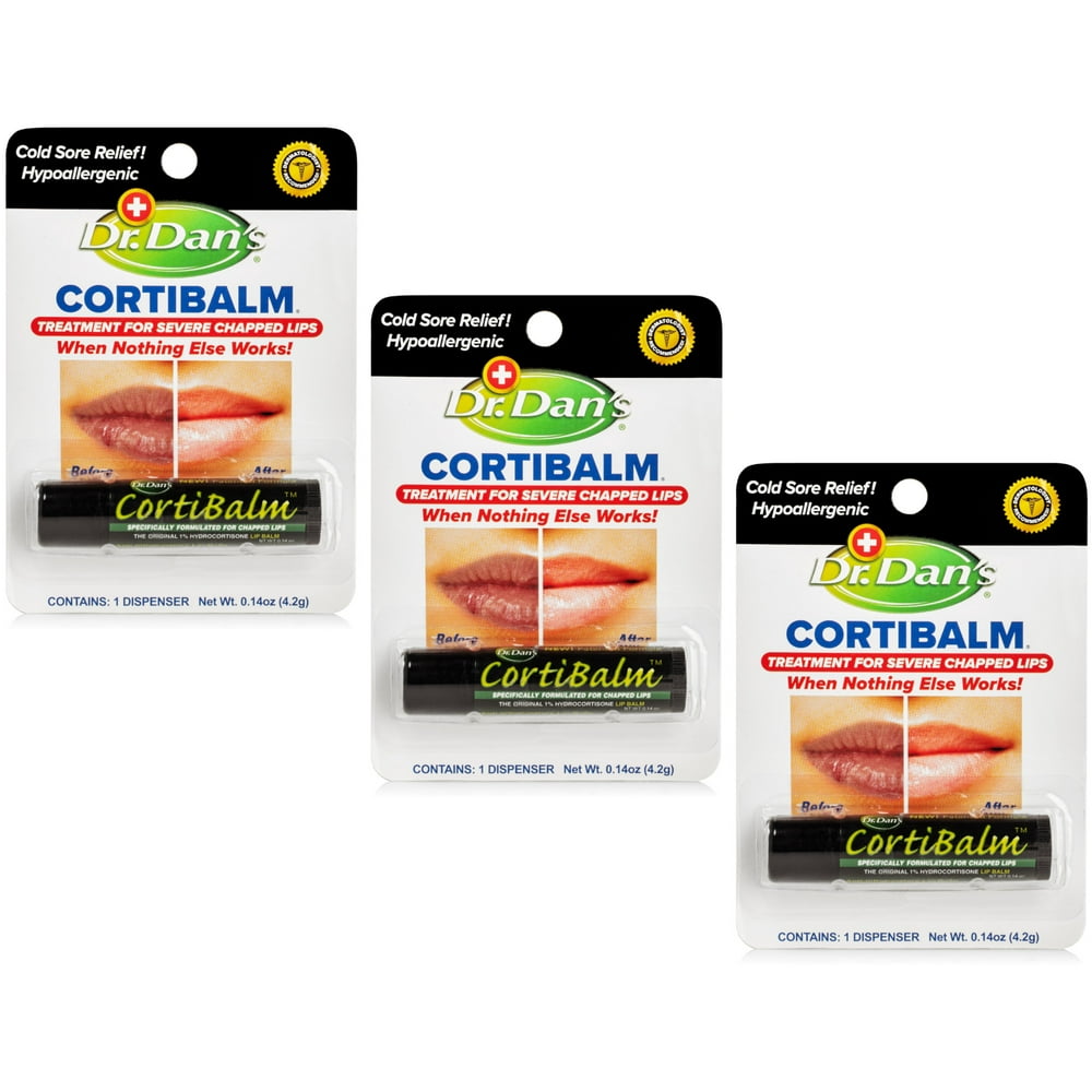 Dr. Dans CortiBalm lip balm, for chapped lips 0.14 oz 3 Pack