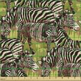 thumbnail image 2 of Ambesonne African Fabric by the Yard Upholstery, Striped Animals Drawings, 5 Yards, Green Brown and Dark Khaki, 2 of 5