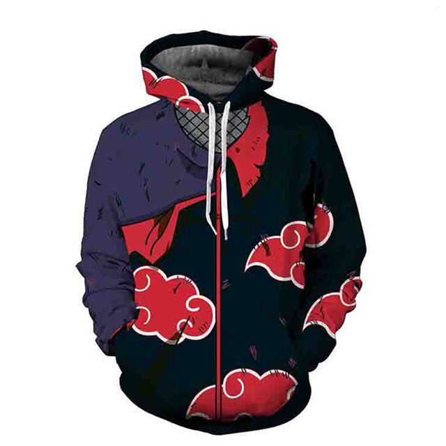 Manxiao Organization Uchiha Mustela 3D Printed Zipper Hooded Wei Animation Pullover