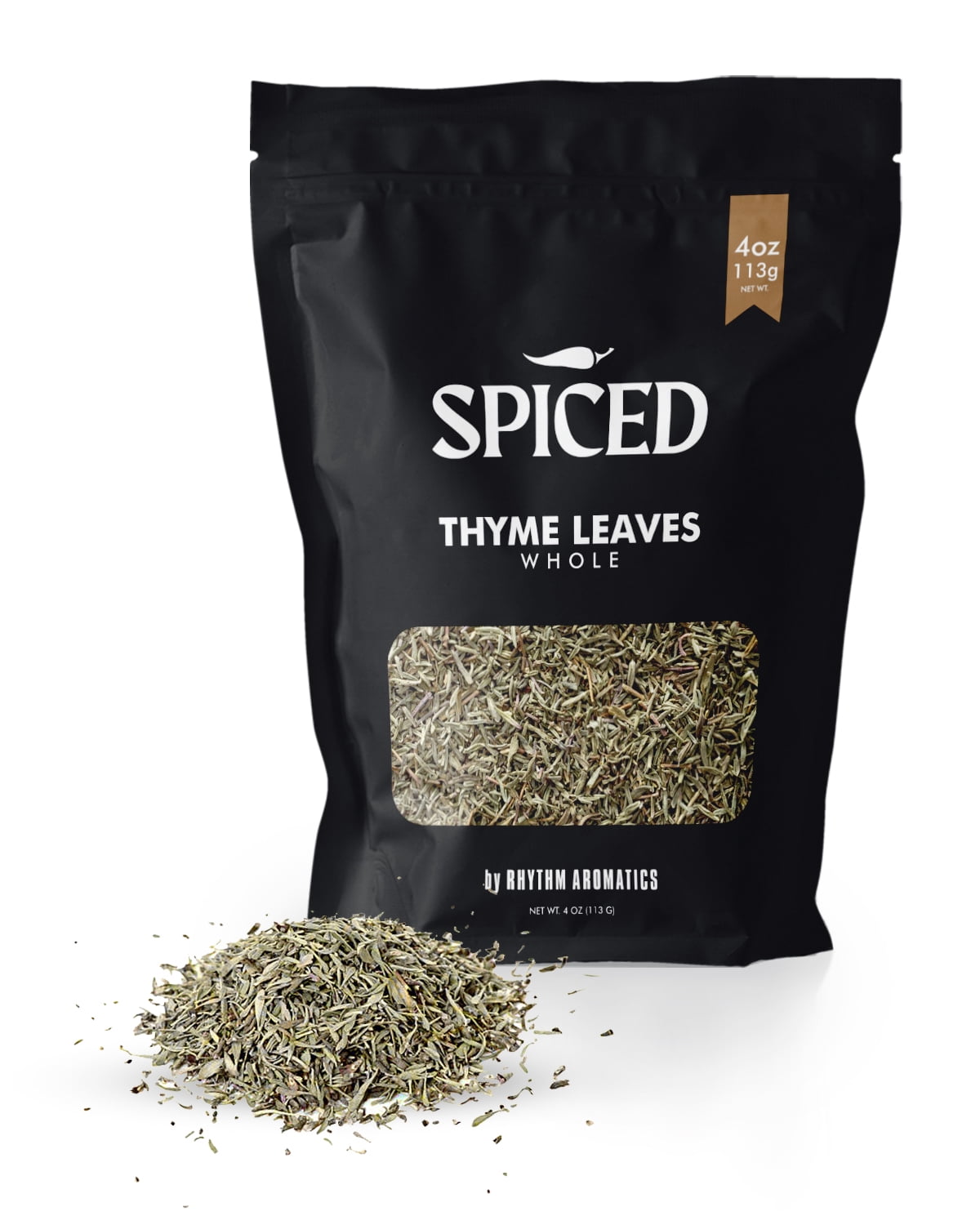 SPICED Thyme Leaves, 4 Oz of Whole Thyme Leaves in Closable Bag for Cooking, Great for Seasoning