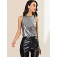 thumbnail image 3 of INSPIRE CHIC Camiseta Sin Mangas Con Chaleco Brillante Metálico Brillante Sin Mangas Para Fiesta Y Club Para Mujer Plateado oscuro XS, 3 of 6