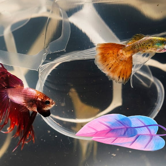 HOOWIFFY 2-Pack Betta Fish Resting Leaf Hammock Aquarium Decoration Plastic Fish Tank Plant Accessory