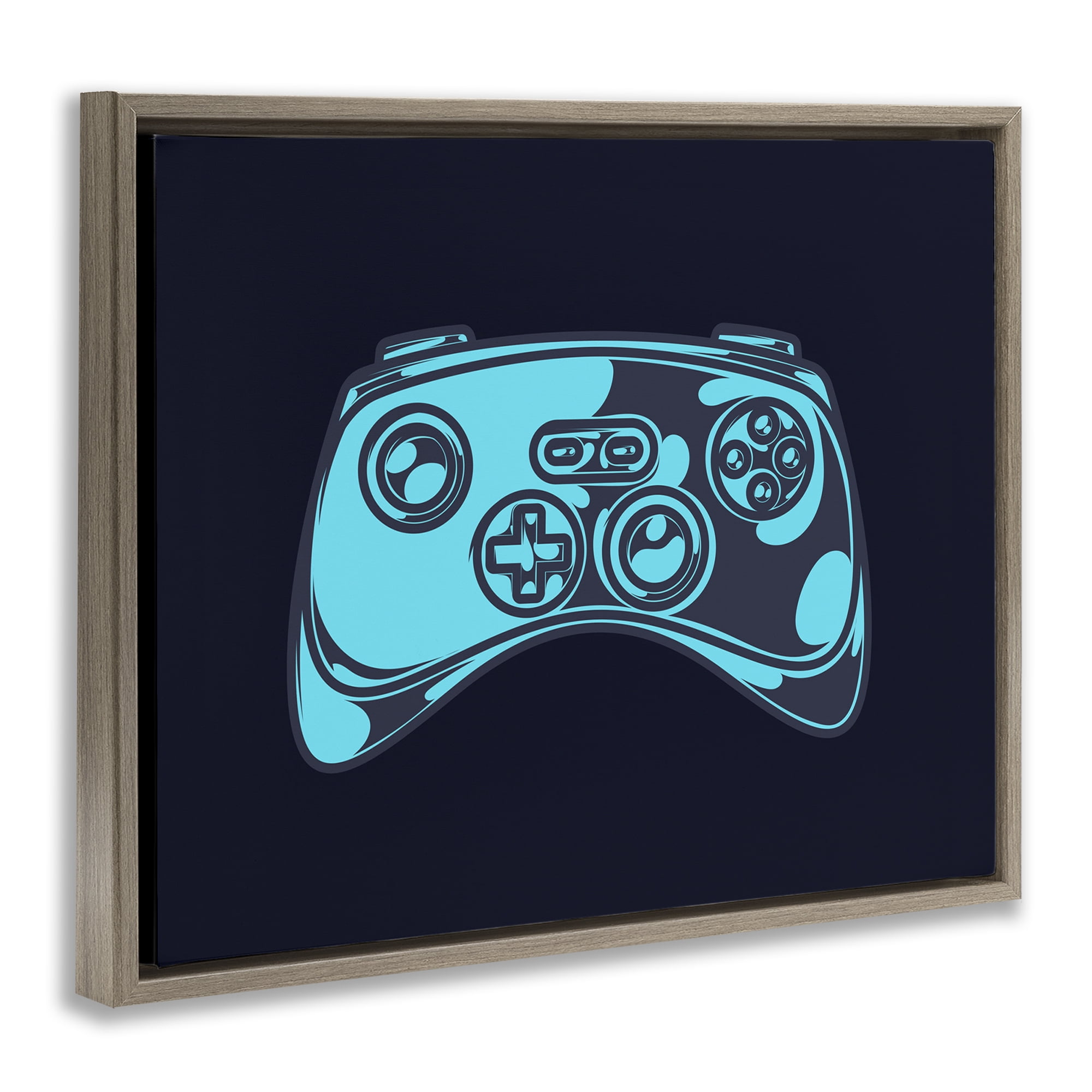 Stupell Industries Gaming Controller on Black Entertainment Painting Brown Floater Framed Canvas Art Print Wall Art, 31 x 25