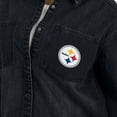 thumbnail image 6 of Women's WEAR by Erin Andrews Black Pittsburgh Steelers Washed Oversized Denim Full-Snap Shacket, 6 of 6