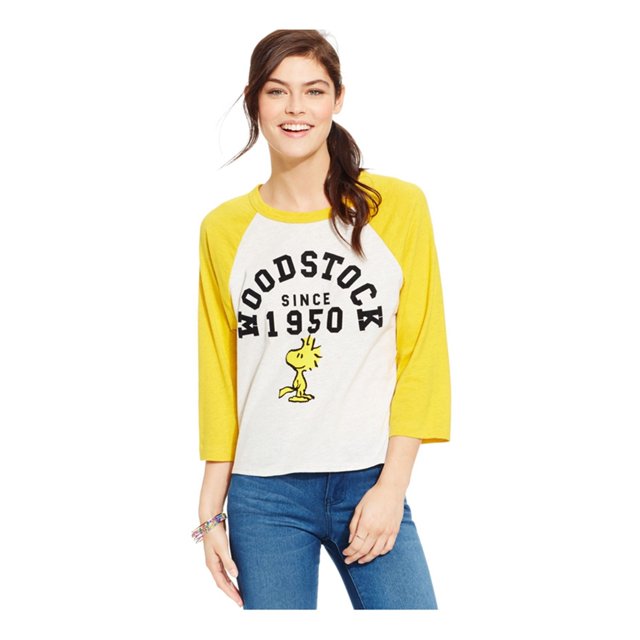 Mighty Fine - Playera con gráfico de Peanuts Woodstock para Mujer, Amarillo, XS Mighty Fine Camiseta gráfica