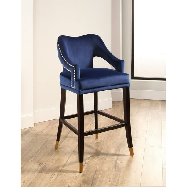 Devon & Claire Hailey Curved Back Velvet Bar Stool, Navy Blue - Walmart.com - Walmart.com