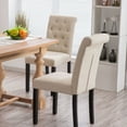 thumbnail image 2 of Homy Grigio Gray Fabric Modern Upholstered Dining Chairs with Tufted Back and Black Solid Wood Legs sets of 6, 2 of 5