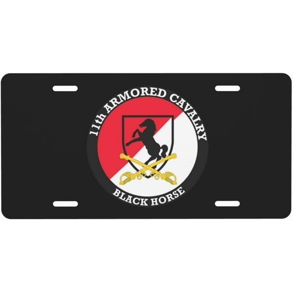 11th-Armored-Cavalry-Regiment-Black-Horse Car License Plate Covers Aluminum Frames License Plate 6 x 12 Inch with 4 Holes