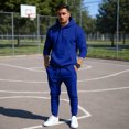 thumbnail image 6 of Men's Winter 2-Piece Casual Set, Solid Color Fleece Pullover Hoodie and Pants, Warm Lounge Wear For Everyday Cold Weather,Blue,XL, 6 of 8