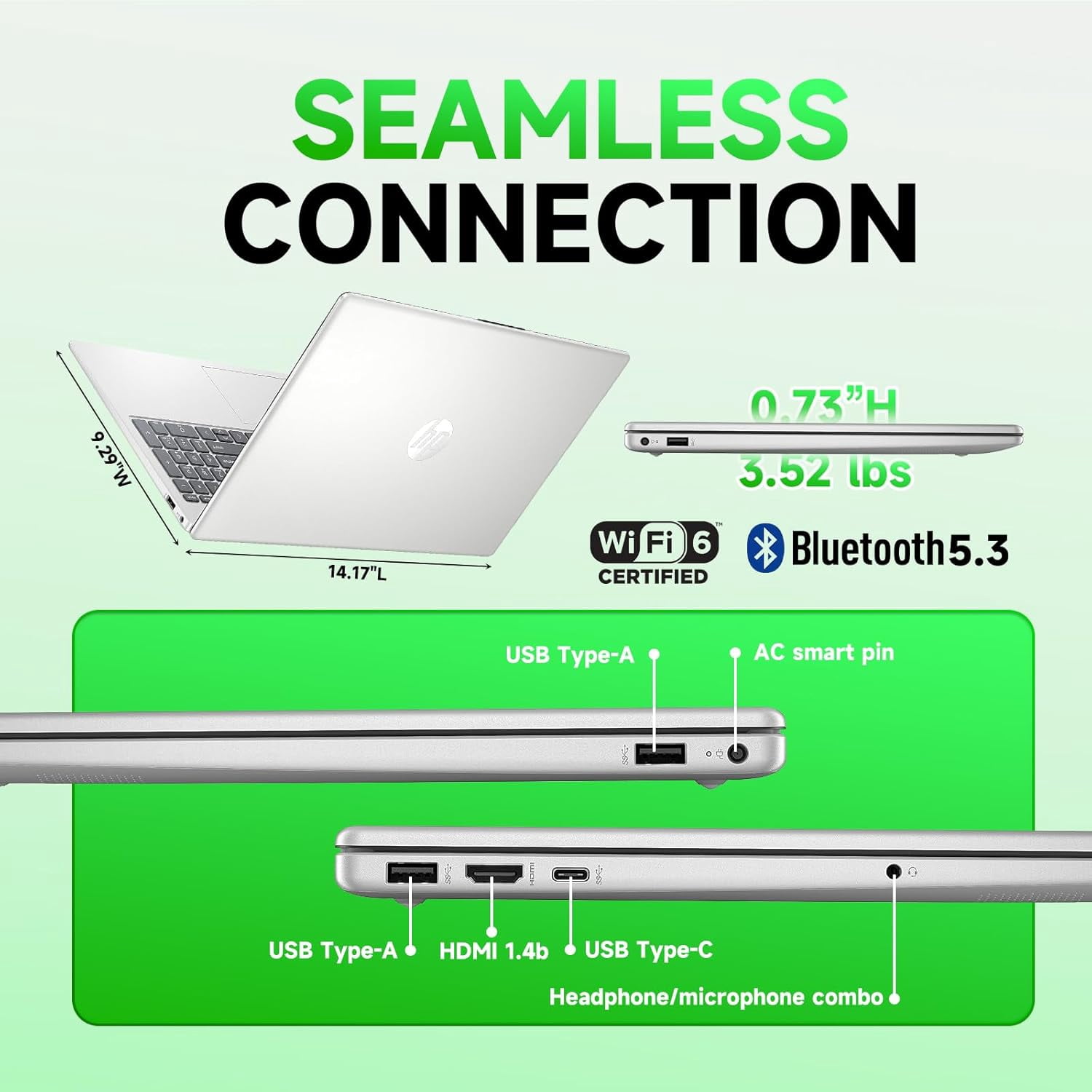 HP 15.6" Touchscreen Laptop Computer, Intel 13th Gen 6-Cores i3, 8GB RAM, 256GB SSD, Ai Copilot, Wi-Fi 6, Windows 11 Pro, w/Accessories