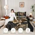 thumbnail image 4 of Manfei Vintage Floral Leaves Full Size Comforter Sets 3-Piece,Minimalist Stripes Bedding Comforter Set,1 Comforter and 2 Pillowcases,Reversible, 4 of 6