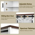 thumbnail image 3 of White TV Stand for 55/60Inch TV, Farmhouse and Industrial Entertainment Center with Sliding Barn Door,Wood Rustic TV Media Console Storage Cabinet for Living Room，Kitchen, Dining Room, 3 of 7