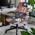 thumbnail image 2 of POLERO USA Flag Patchwork Anti Slip All-in-One Computer Office Chair Covers, Stretch Elastic Cloth High Back Chair Slipcover for Dining, 2 of 7