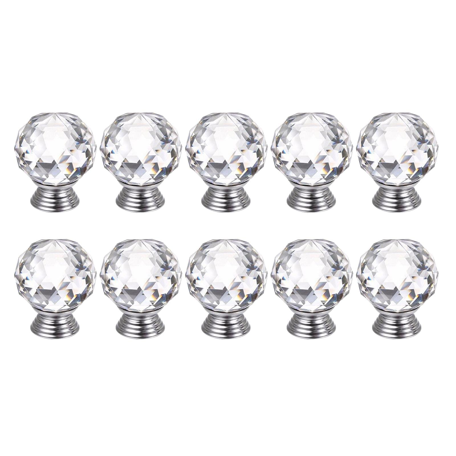 10PCS Cabinet Knobs 30mm Crystal Glass Diamond Shape Pulls Handles for Drawer Kitchen Cabinets Dresser Cupboard Wardrobe 