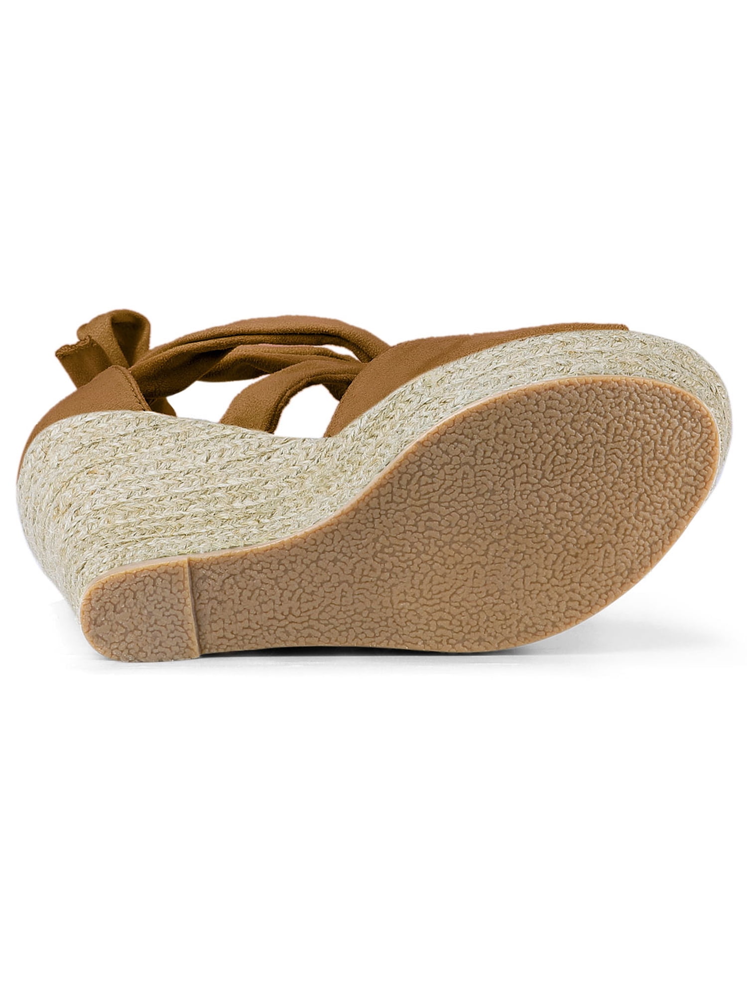 DARING DIVA Women's Lace Up Espadrilles Platform Wedges Sandals Brown 7.5