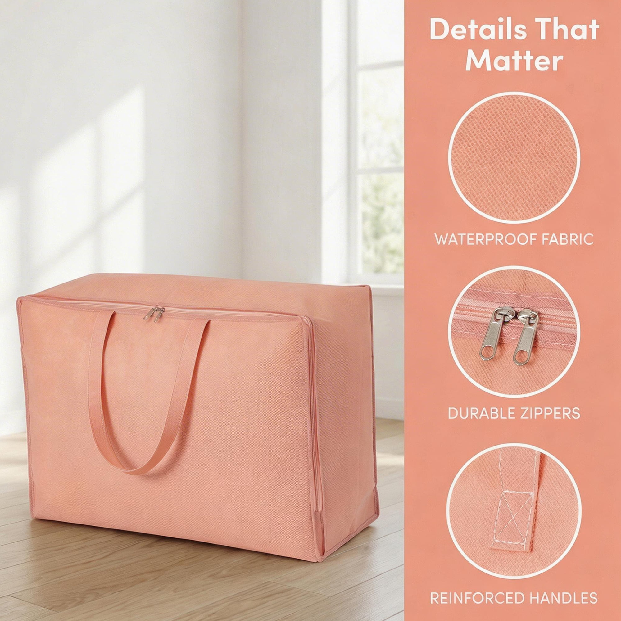 Unique Bargains Clothing Storage Bag Organize Bedroom and Closet Pink 21.3"x14.2"x7.1"