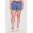 thumbnail image 3 of Women's Plus Size WAX Acid Wash Distressed Rolled Cuffed Shorts, 3 of 4