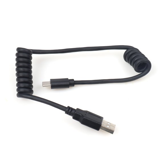 USB to Type C Coiled Charging Cable Black TPU Jacket 28AWG Coiled Cable for Laptops Phones 1M U13