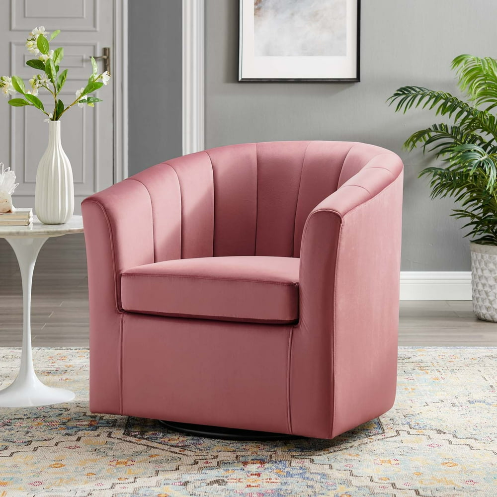 Modway Prospect Performance Velvet Swivel Armchair, Dusty Rose