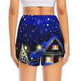 thumbnail image 3 of Picia Christmas Night Pattern Women's 2 in 1 Athletic Running Shorts High Waisted Workout Casual Gym Sweat Shorts with Comfy Liner Zipper Pockets-, 3 of 9