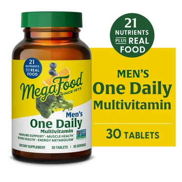 MegaFood Men's One Daily Multivitamin - Vitamins C, D3, B12 - Energy Support - 30 Servings