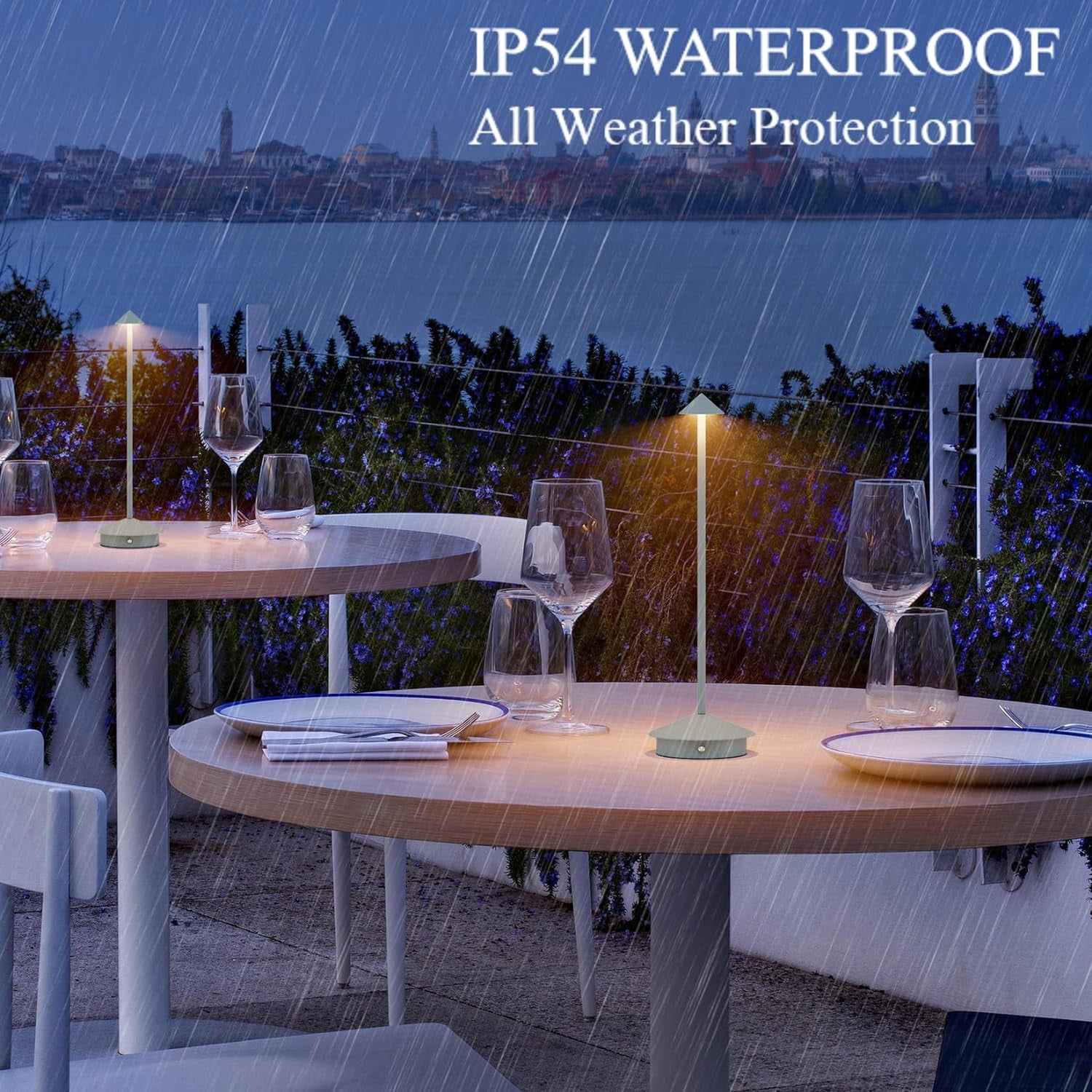 Ralbay 2 Pack Cordless Table Lamp Rechargeable 6000mAh Battery Operated Table Light 3 Colors Dimmable Outdoor Waterproof Portable Touch for Restaurant Bedroom(Blue)