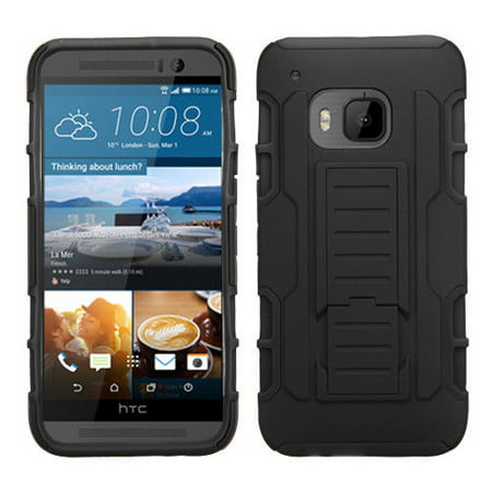 For HTC One M9 - Wydan Hybrid Heavy Duty All Around Protection Shock Resistant Tank Holster Phone Case Belt Clip Kickstand Cover in