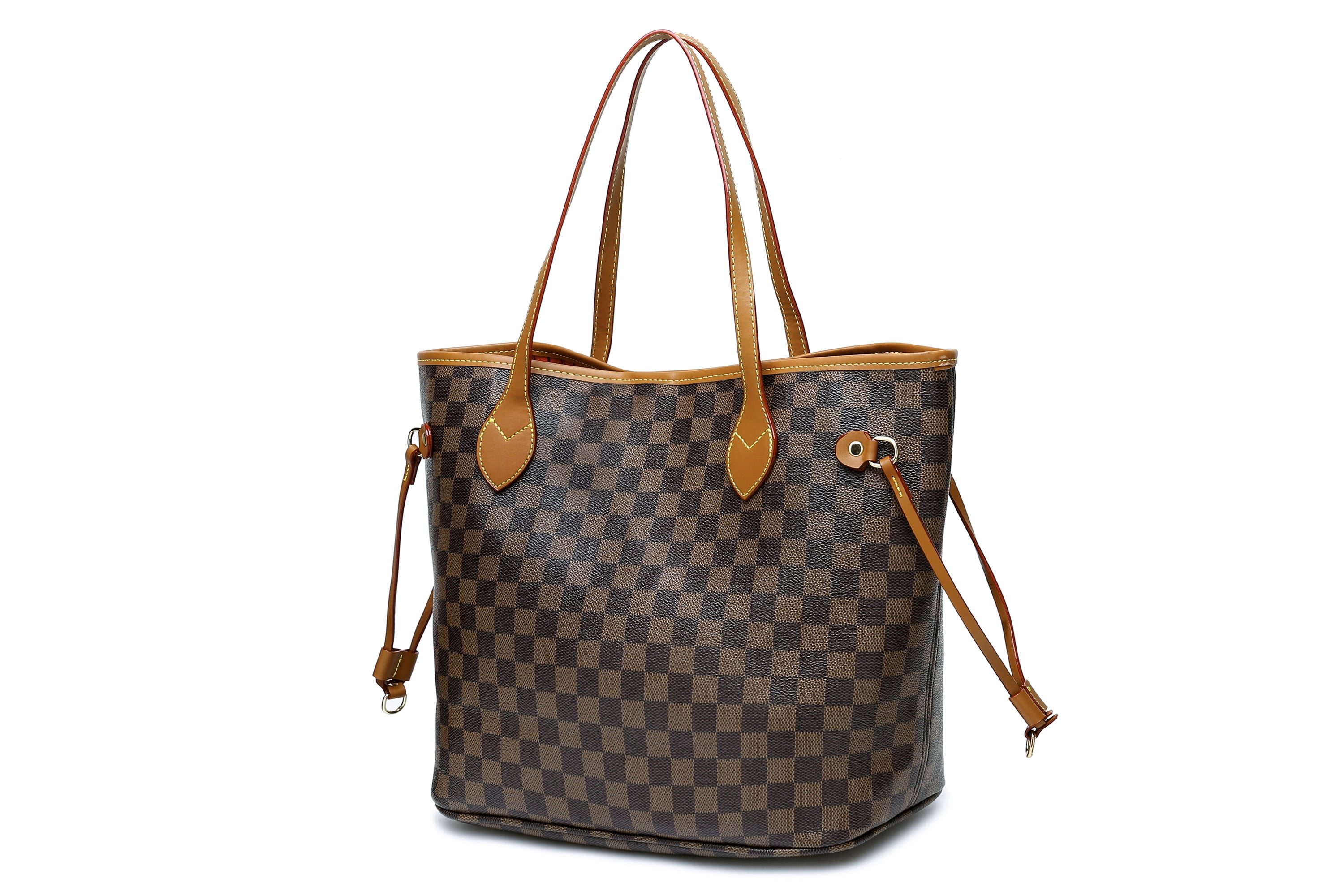 Checkered Tote Shoulder Bag Crossbody Bags for Women PU Vegan Leather