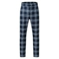 thumbnail image 3 of snowsong Mens Dress Pants Work Pants For Men Men's Casual Plaid Pencil Pants Zipper Elastic Waist Pants Trousers Pants For Men Navy XL, 3 of 7