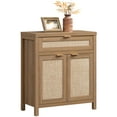 thumbnail image 6 of SICOTAS 30" Sideboards Buffets Cabinets with Drawer, Boho Rattan Kitchen Storage Cabinets with Adjustable Shelves, Coffee Bar Station in Oak, 6 of 8