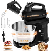 Stand Mixer Automatic Electric Kitchen Mixer - 4.8 QT Smart Standing & Hand Mixer with Auto-Rotating Bowl & Beater, 5-Speed Tilt-Head Household Mixer with Beaters& Dough Hooks for Baking,Black/White
