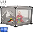 thumbnail image 3 of Corral De Multi-Juegos Hexagonal Para Bebes Niños Corralito Para Bebé Juego De Parque Infantil Parque Para Bebés Malla Suave y Transpirable Anticaída (Gris), 3 of 7