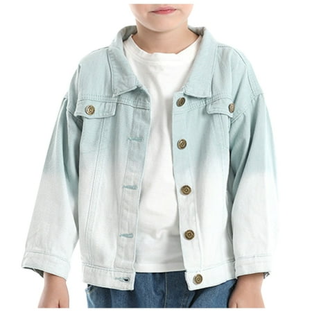 

TOWED22 Toddler Baby Boy Girls Denim Jacket Button up Basic Ripped Hoodie Jeans Coat Kid Cowboy Outwear Casual Clothes(Blue 130)